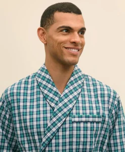 Cotton Broadcloth Plaid Robe