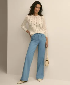 Cotton Cable-Knit Cropped Sweater