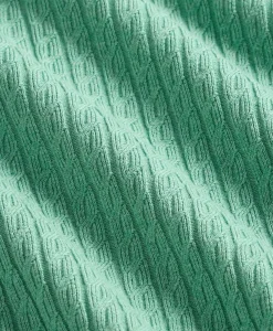 Cotton Cable-Knit Short-Sleeve Polo Sweater