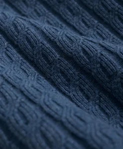 Cotton Cable-Knit Short-Sleeve Polo Sweater