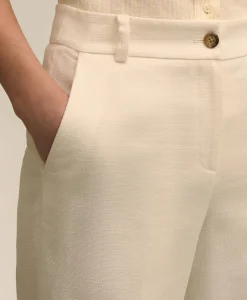 Cotton Dobby Cropped Wide-Leg Pants