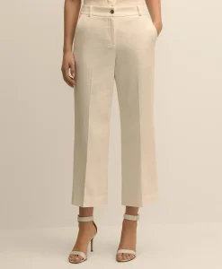Cotton Dobby Cropped Wide-Leg Pants