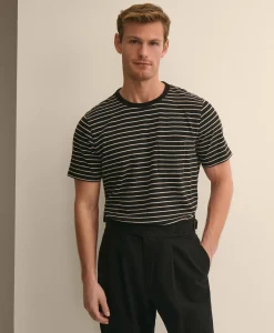 Cotton Indigo-Dyed Mariner Stripe T-Shirt