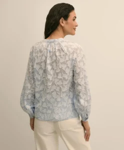 Cotton Jacquard Peasant Blouse