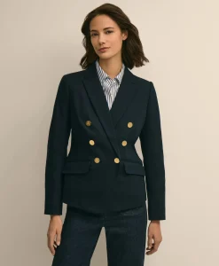 Cotton Knit Double-Breasted Blazer