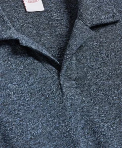 Cotton-Linen Pique Johnny Collar Shirt