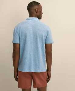 Cotton-Linen Pique Johnny Collar Shirt
