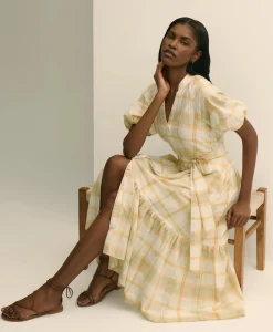 Cotton Madras Maxi Shirt Dress
