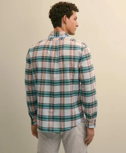 Cotton Madras Polo Button-Down Collar Shirt