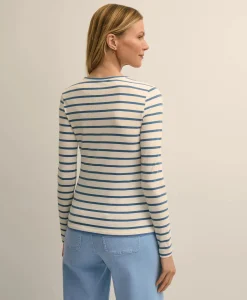 Cotton-Modal Blend Mariner Stripe Long-Sleeve T-Shirt