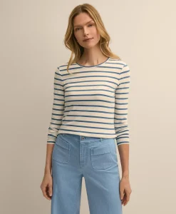 Cotton-Modal Blend Mariner Stripe Long-Sleeve T-Shirt