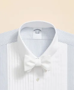 Cotton Oxford Polo Button-Down Collar, 10-Pleat Contrast-Stripe Tuxedo Shirt