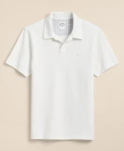 Cotton Pique Garment-Dyed Johnny Collar Polo Shirt