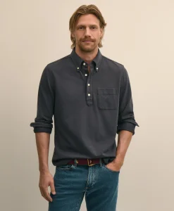 Cotton Pique Popover Polo Shirt
