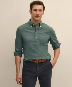 Cotton Pique Popover Polo Shirt