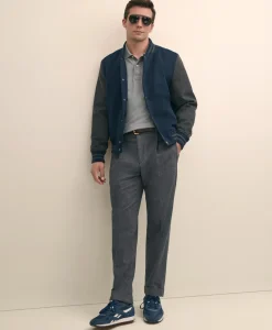 Cotton Pleated Side-Tab Checked Chino