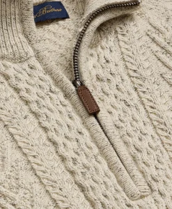 Cotton Quarter-Zip Mouline Fisherman Military Sweater
