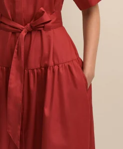 Cotton Sateen Belted Shirtdress