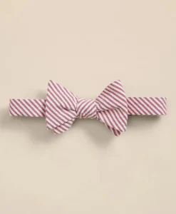 Cotton Seersucker Stripe Bow Tie