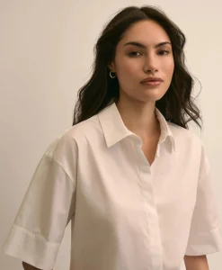 Cotton Short-Sleeve Drop-Shoulder Shirt