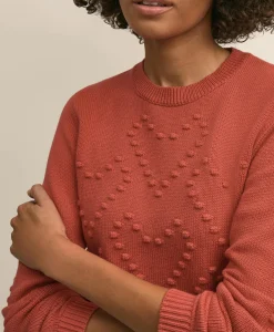 Cotton Textured-Heart Sweater