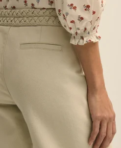 Cotton Twill Braided-Detail Wide-Leg Pants