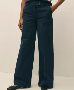 Cotton Twill Wide-Leg Pant