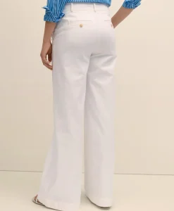 Cotton Twill Wide-Leg Pants