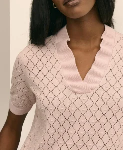 Cotton Viscose Short-Sleeve Ruffle Sweater