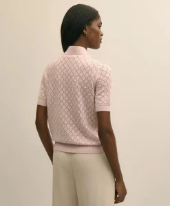 Cotton Viscose Short-Sleeve Ruffle Sweater