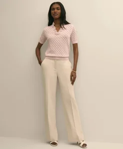 Cotton Viscose Short-Sleeve Ruffle Sweater