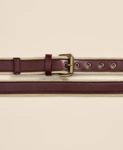 Cotton Webbed, Leather Overlay Belt