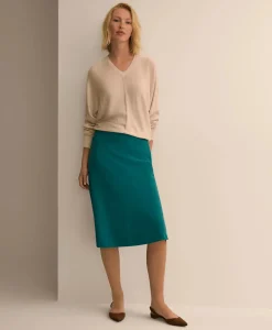 Crepe Bias-Cut Slip Skirt