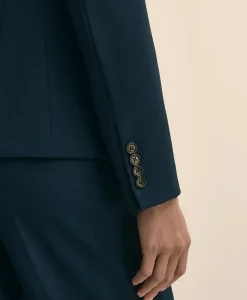 Crepe Double-Breasted Collarless Jacket