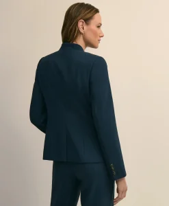 Crepe Double-Breasted Collarless Jacket