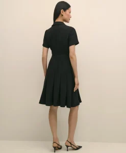 Crepe Pleated Shirt Dress