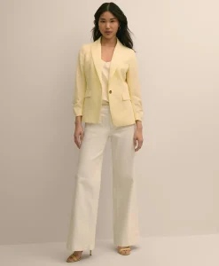 Crepe Ruched-Sleeve Jacket