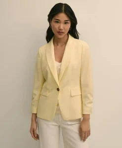 Crepe Ruched-Sleeve Jacket