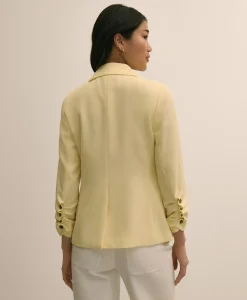 Crepe Ruched-Sleeve Jacket