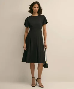 Crepe Viscose Butterfly Sleeve Dress