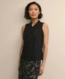 Cross-Neck Sleeveless Knit Top