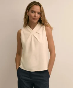 Cross-Neck Sleeveless Knit Top