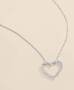 1 CT. Lab-Grown Diamond 14k White Gold Heart Pendant Necklace