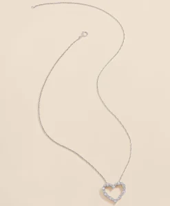 1 CT. Lab-Grown Diamond 14k White Gold Heart Pendant Necklace