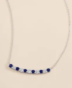0.63 CT. Lab-Grown Diamond 3mm Sapphire 14k White Gold Necklace