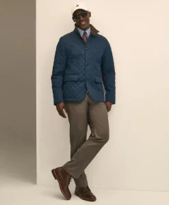 Diamond-Quilted Blazer in Cotton Blend