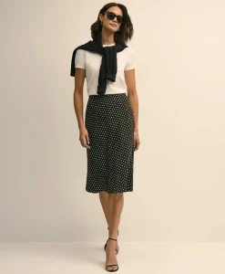 Dot-Print Slip Skirt
