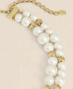 Double Strand Gold-Tone Faux-Pearl Necklace