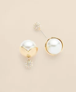 Faux-Pearl Ball Stud Earrings