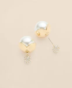 Faux-Pearl Ball Stud Earrings